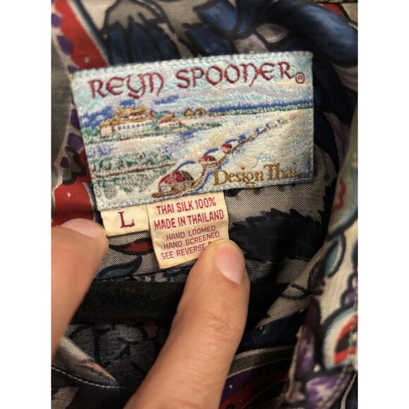 Reyn Spooner Shirt Mens Large Short Sleeve design Thai Silk colorful all over - Picture 2 of 9